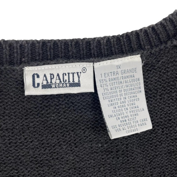 Vintage Capacity Woman Knit Button Front Sweater Vest Cardinal Holiday 1X - Picture 5 of 6